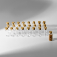 Набор баночек для хранения бисера, d = 2 &times; 4 см, 25 шт, в контейнере, 11 &times; 11 &times; 5 см