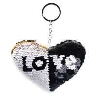 Мягкая игрушка &laquo;Сердечко&raquo; с пайетками, на брелоке, 10 см, цвет белый