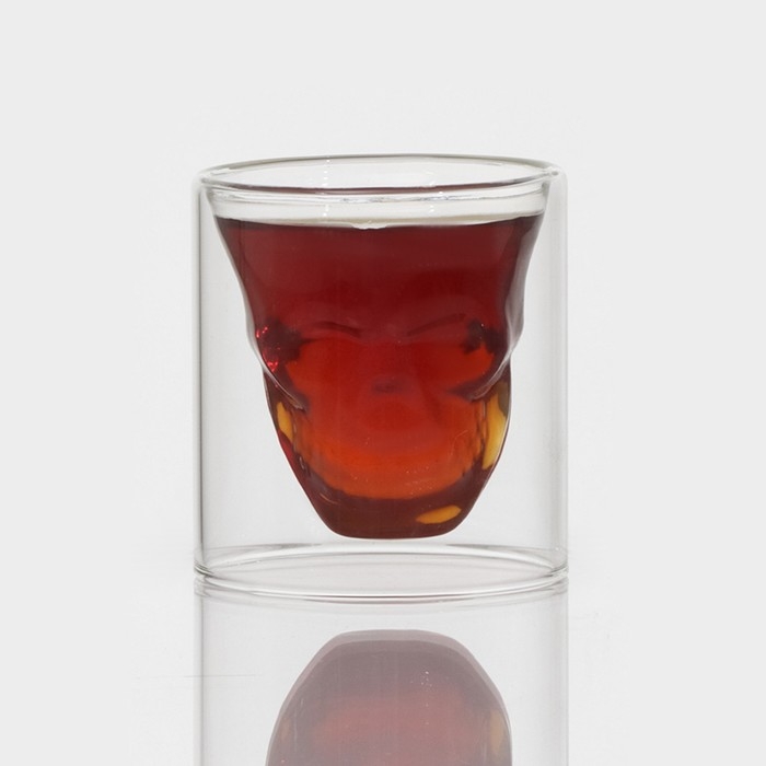 Стопка - шот стеклянный с двойными стенками Magistro &laquo;Череп&raquo;, 100 мл, 8&times;8,5 см