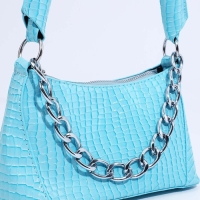 Сумка-багет на молнии, цвет голубой