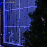 Гирлянда &laquo;Занавес&raquo; 2 &times; 6 м, IP44, УМС, тёмная нить, 1440 LED, свечение синее, 220 В