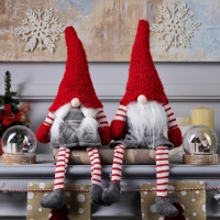 Светодиодная фигура &laquo;Гном с усами&raquo; 14 &times; 47 &times; 9 см, текстиль, батарейки AG10х3 (в комплекте), свечение тёплое белое