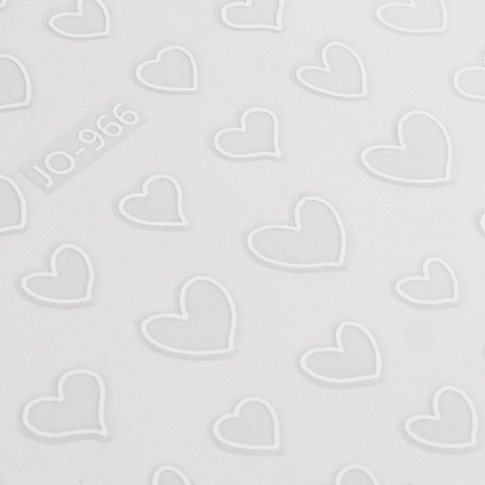 Наклейки для ногтей &laquo;Сердца&raquo;, объёмные, цвет белый