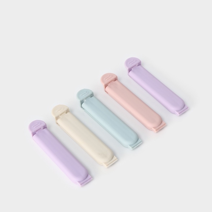 Зажимы для пакетов Доляна &laquo;Базис&raquo;, 5 шт, 7 см, цвет МИКС