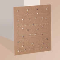 Наклейки для ногтей &laquo;Цепи&raquo;, объёмные, фольгированные, со стразами и бусинами, цвет золотистый