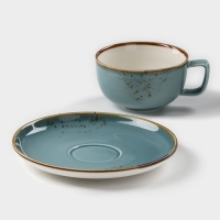 Чайная пара фарфоровая Magistro &laquo;Церера&raquo;, 2 предмета: чашка 250 мл, блюдце d=16,5 см, цвет голубой