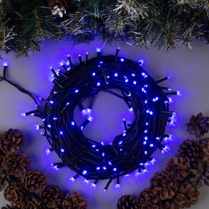 Гирлянда &laquo;Нить&raquo; 20 м, IP44, тёмная нить, 200 LED, свечение синее, 8 режимов, 220 В