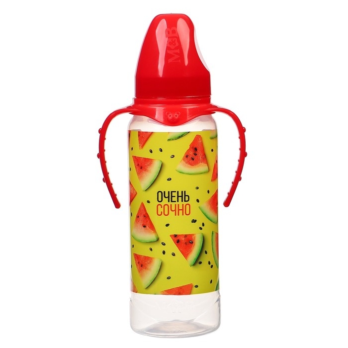 Бутылочка для кормления &laquo;Арбузы&raquo; ,классическое горло, 250 мл., от 3 мес, цилиндр, с ручками