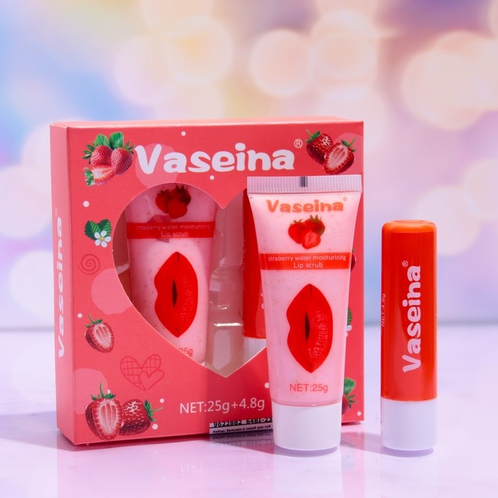 Набор для губ &laquo;Клубника&raquo; : бальзам и скраб