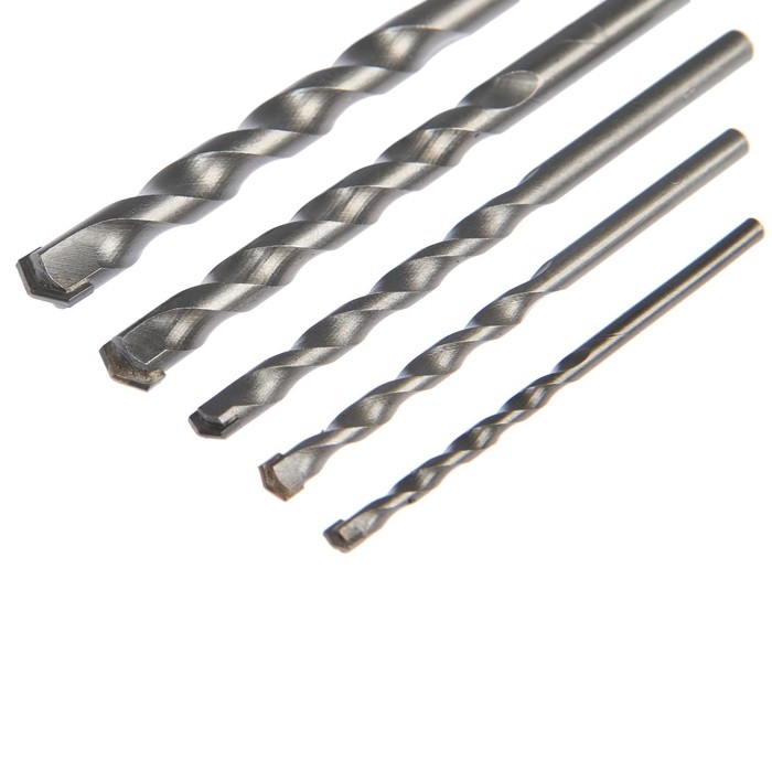 Набор сверл по бетону ТУНДРА, цилиндрический хвостовик, 4-5-6-8-10 мм, 5 шт.