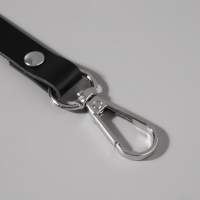 Ручка для сумки из натуральной кожи, регулируемая, с карабинами, 60 &plusmn; 2 см &times; 1,2 см, цвет чёрный/серебряный