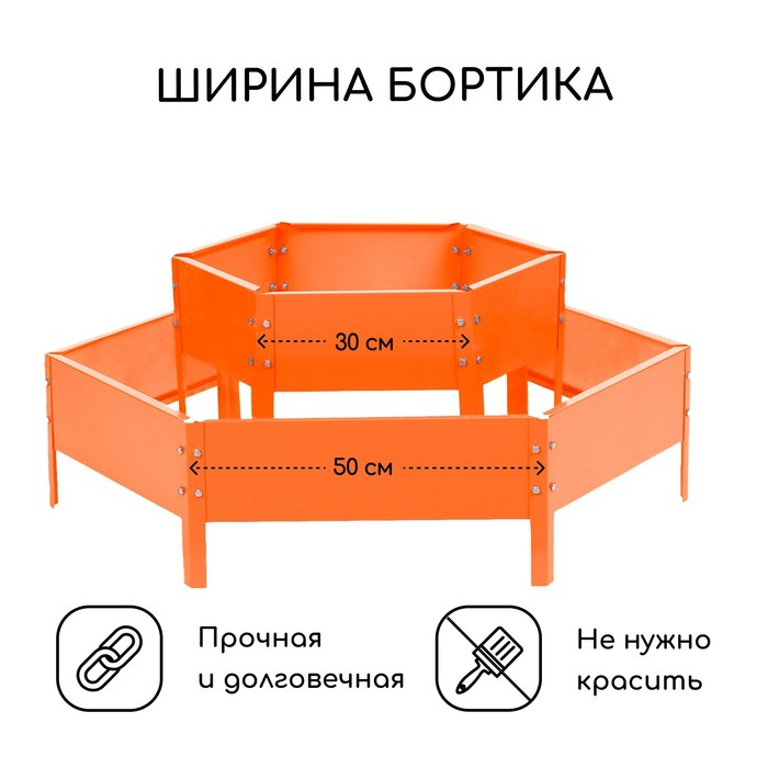 Клумба оцинкованная, 2 яруса, d = 60&ndash;100 см, h = 30 см, оранжевая, Greengo