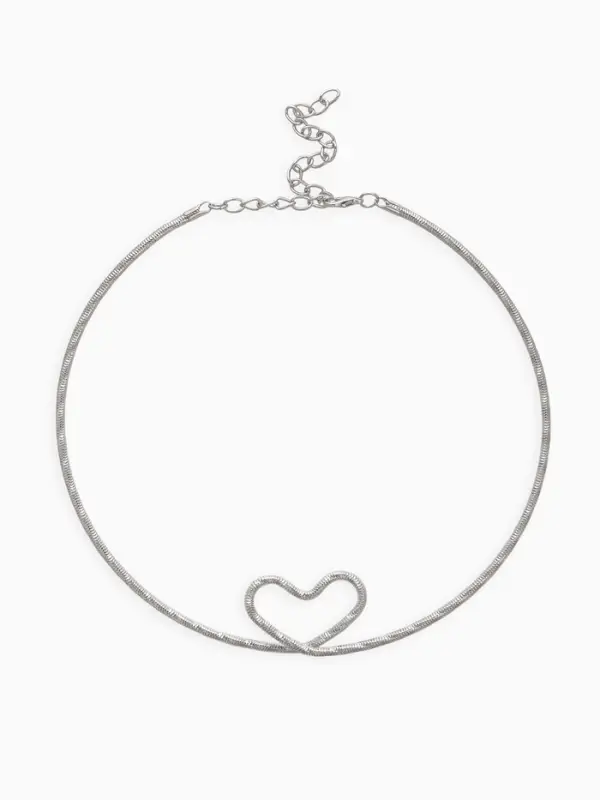 Набор 2 предмета: чокер, браслет &laquo;Обруч&raquo; сердце, цвет серебро