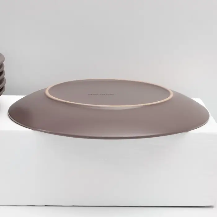 Набор тарелок керамических Доляна &laquo;Пастель&raquo;, 18 предметов: 6 тарелок d=19 см, 6 тарелок d=27 см, 6 мисок d=19 см, цвет коричневый