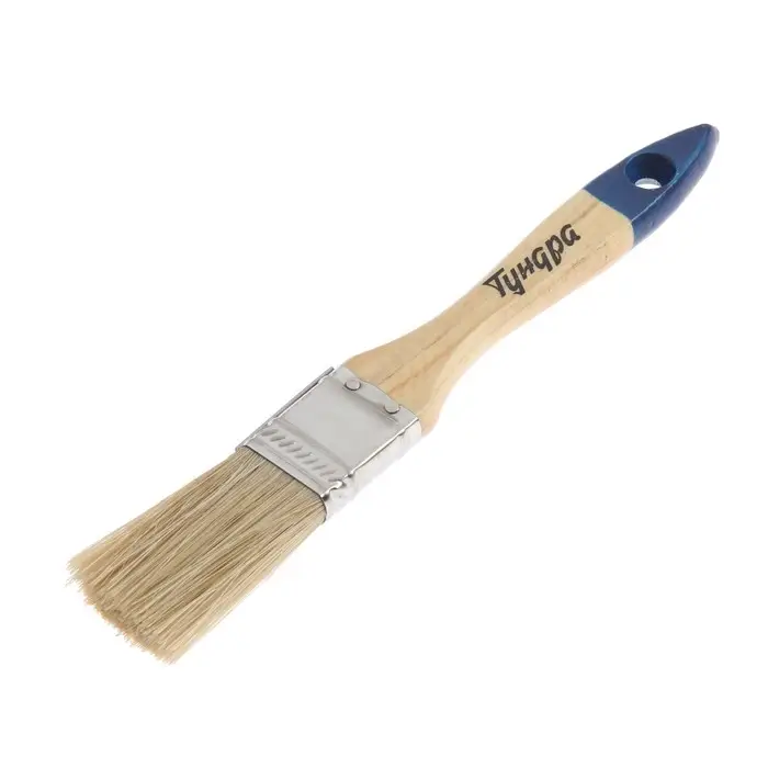 Кисть плоская ТУНДРА, натуральная щетина, деревянная рукоятка, 1", 25 мм