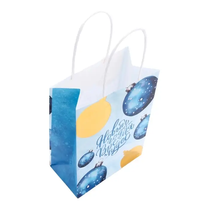 Пакет бумажный подарочный новогодний с тиснением, &laquo;Шары&raquo; 15&times;21&times;8 см