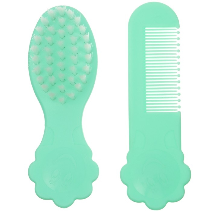 Набор для ухода за волосами: расческа и щетка &laquo;Цветочек&raquo;,  цвет бирюзовый