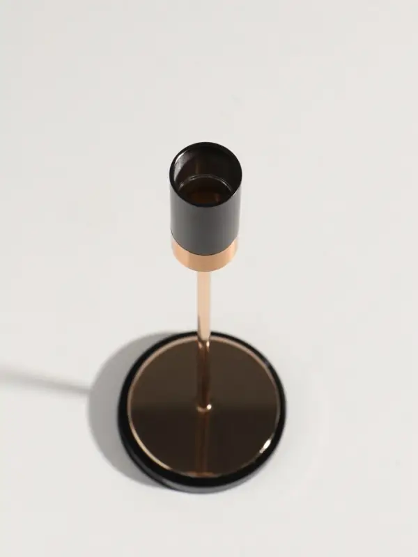 Подсвечник металл, стекло "Лофт" d=2 см набор 3 шт чёрно-золотой 8х8х24, 8х8х29, 8х8х34 см