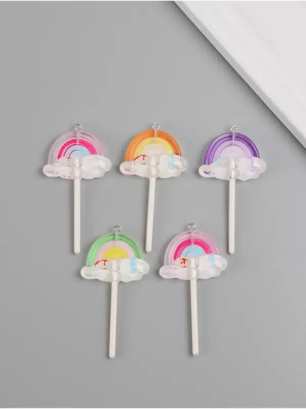 Подвеска для творчества акрил "Радуга и тучки" МИКС 6х3,5х1 см