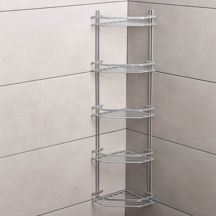 Полка угловая 5-ти ярусная, 20&times;28&times;87 см, цвет хром