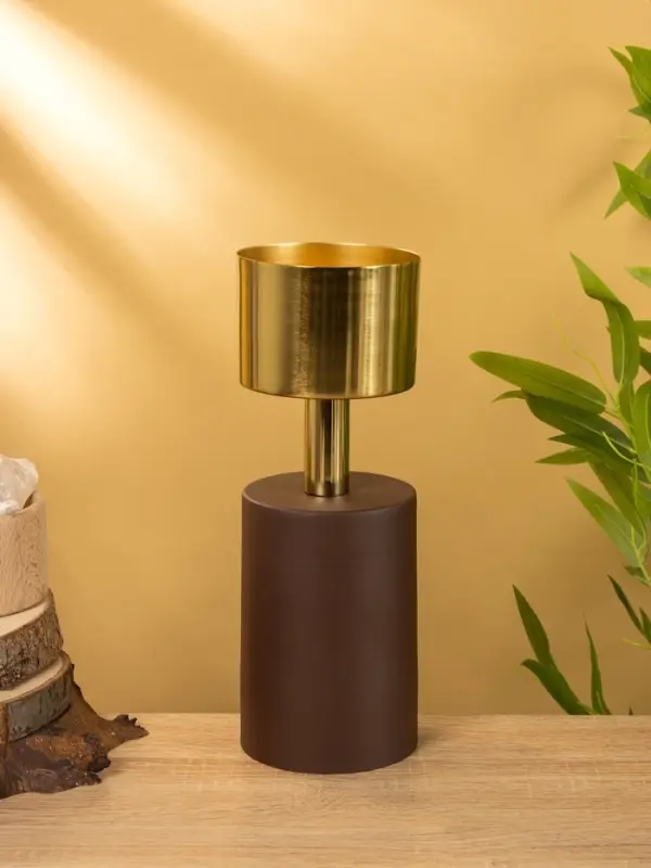 Подсвечник на 1 свечу "Кубок" шоколад с золотом 10х10х28,5 см