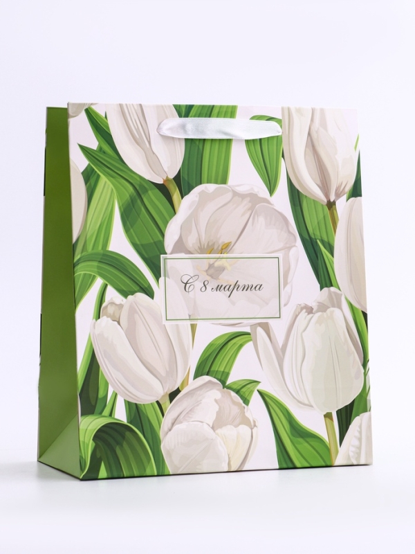 Пакет подарочный вертикальный &laquo;Белый вайб&raquo;,   ML 23 &times; 27 &times; 11.5 см