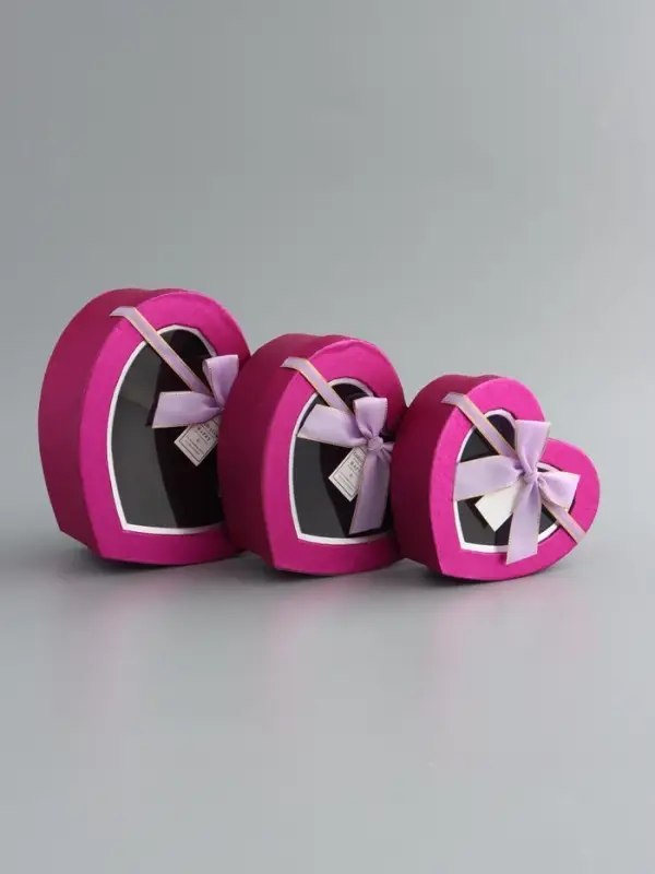 Набор коробок 3 в 1 сердца 22 х 20 х 9;  18.5 х 17 х 7.5; 1 6 х 14 х 6 см