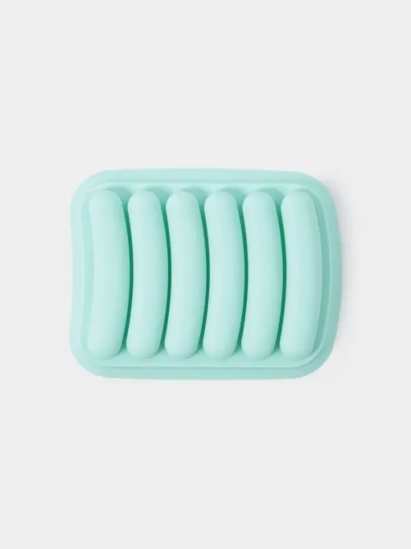 Форма для выпечки и приготовления сосисок Доляна, 6 ячеек, с крышкой, 17.5&times;13.5,2.8 см, силикон, бирюзовый