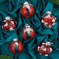 Набор шаров пластик d-8 см, 6 шт "Мелвин" красно-белый