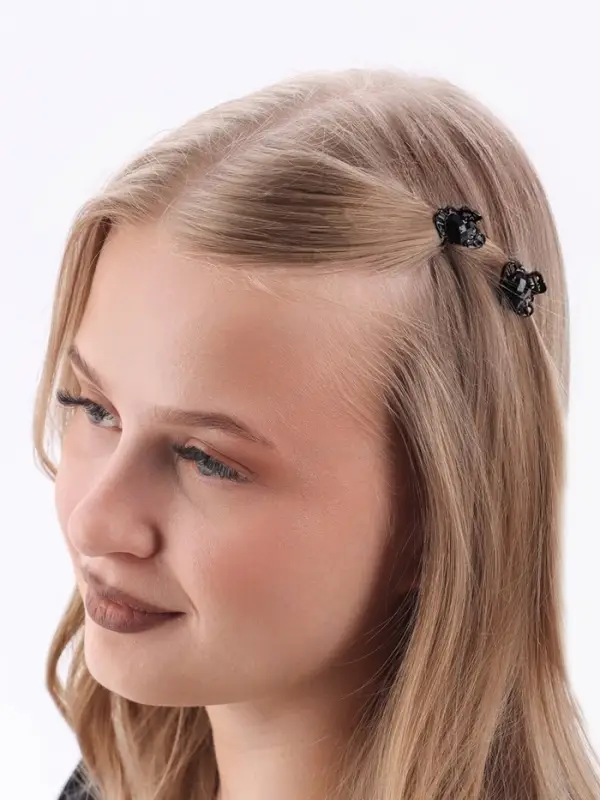 Крабик для волос &laquo;Чёрный ажур&raquo;, ореол сердца, 2.5 см