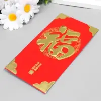 Конверт денежный бумага "Счастье" набор 6 шт красный с золотом 9х17 см