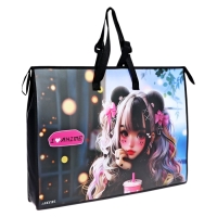 Папка А2 , 650х470х100 мм, deVENTE "I Love Anime", с ручками, пластиковая, молния сверху, внутренний карман