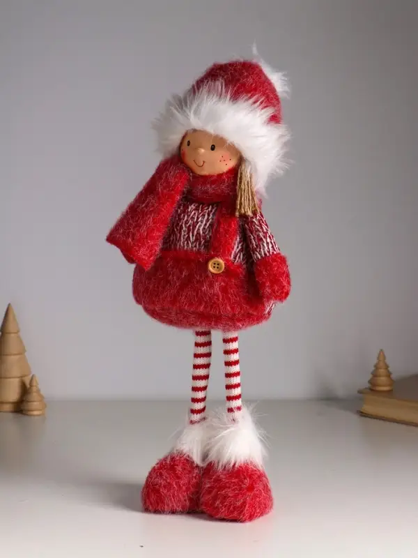 Кукла интерьерная "Малышка в бело-красном наряде" 20х11х43 см