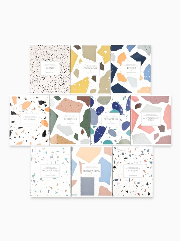 Набор тетрадей 48 листов, 10 предметов, внутренний блок №1 &laquo;Абстракция&raquo; ТВИН лак, уф лак