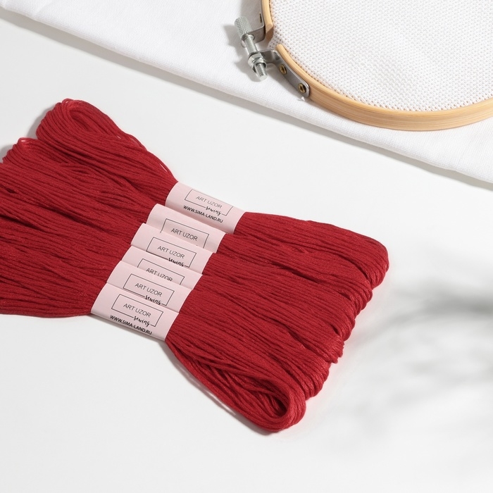 Нитки мулине, 8 &plusmn; 1 м, 6 шт, цвет красный №817