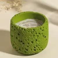 Свеча в вулканическом подсвечнике "Лава" зелёная 8,5х8,5х7,5 см