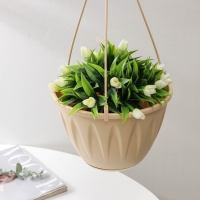 Кашпо для цветов подвесное &laquo;Алиция&raquo;, 3 л, с поддоном, цвет белая глина