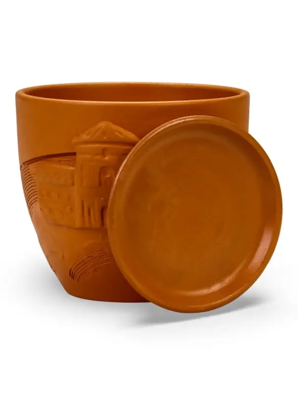 Горшок цветочный с поддоном 1,4 л, d15/h13 см терракот керамика, "Голландия" (М)