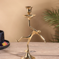 Подсвечник на 1 свечу "Люмьер" на конусе 14х6,5х23 см, латунь, цв. золото