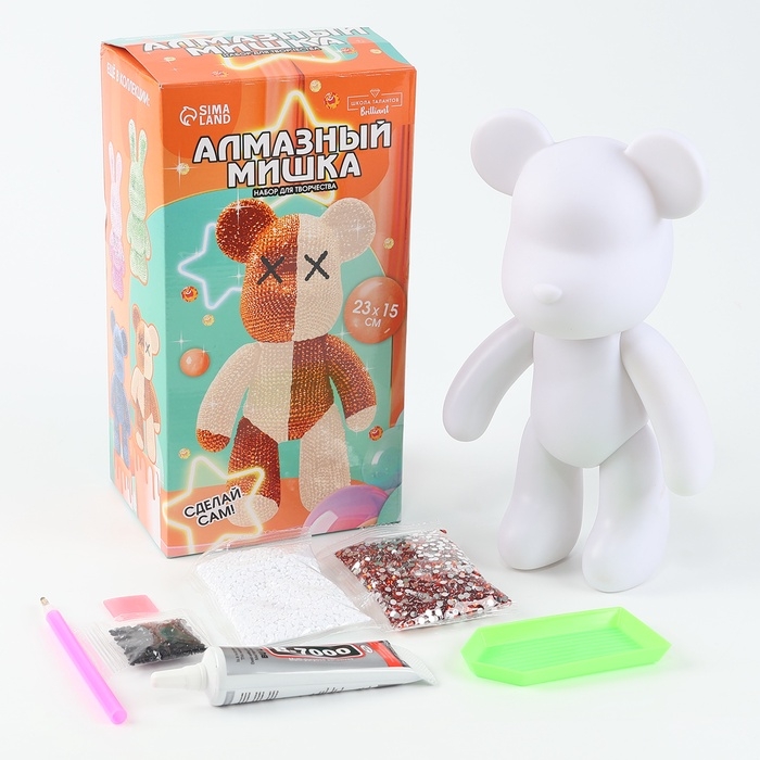 Алмазная мозаика на фигурке с полным заполнением &laquo;Медведь&raquo;, бежевый коричневый