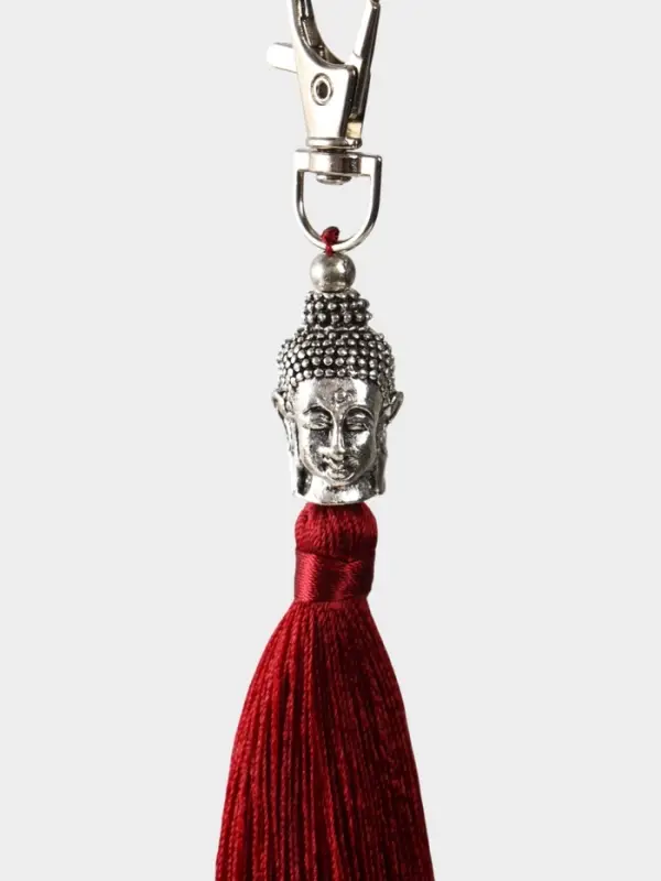 Брелок-кисточка "Будда" 17 см, цв. бордовый, серебристый