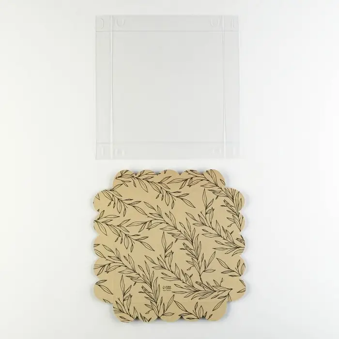 Коробка для печенья, кондитерская упаковка с PVC крышкой, &laquo;Крафт&raquo;, 18 х 18 х 3 см