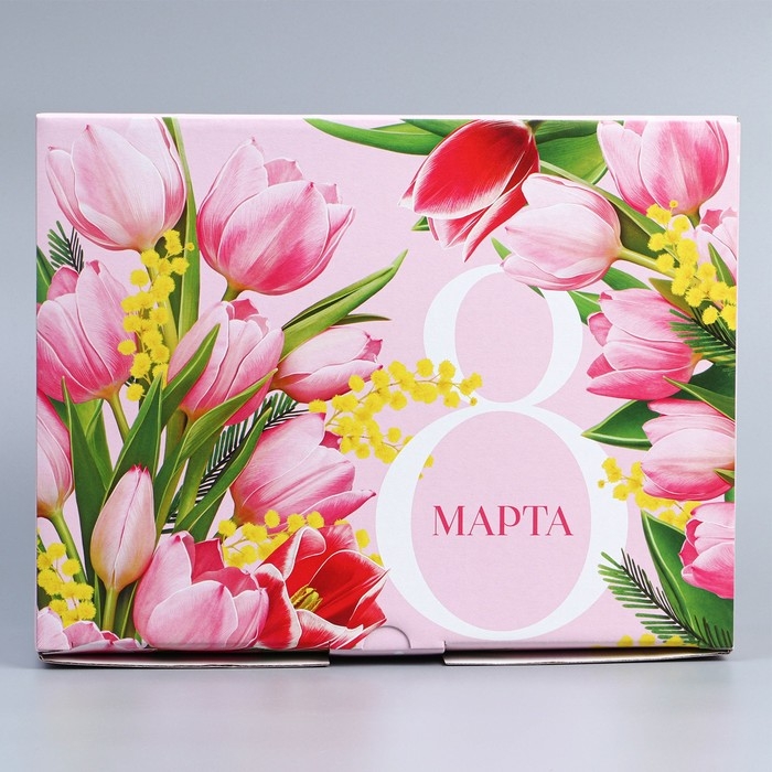Коробка подарочная сборная, упаковка, &laquo;8 марта&raquo;, 30 х 23 х 12 см