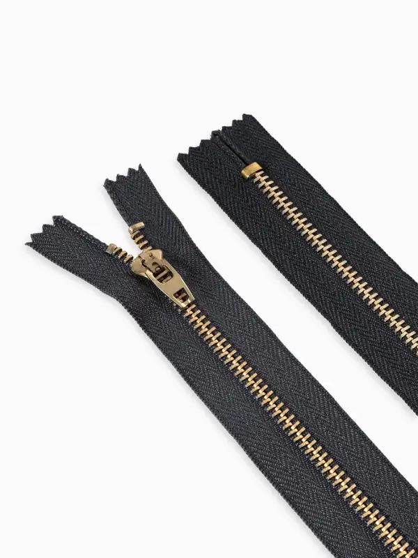 Молния металлическая, №5, неразъёмная, джинсовая, замок автомат, 18 см, цвет серый/золотой, цена за 1 штуку