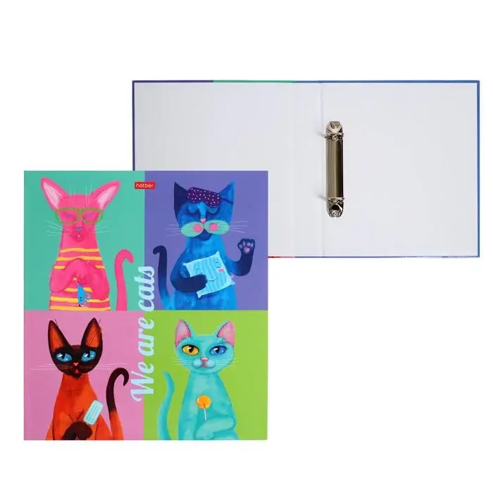 Папка на 2 кольцах А5 "Мы кошки", твёрдая обложка, глянцевая ламинация