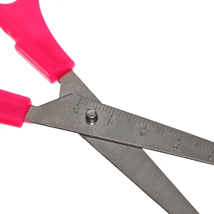 Ножницы канцелярские 13 см, пластиковые ручки, закруглённые концы с линейкой, корпус МИКС