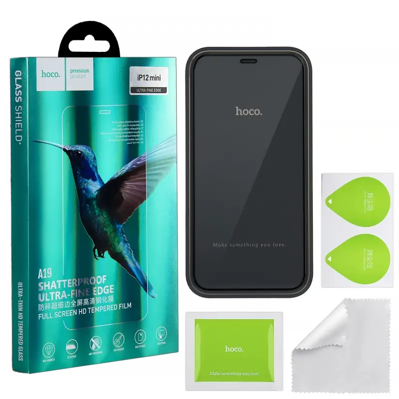 Защитное стекло IPh 12 Mini Full Glue (A19) Hoco черное