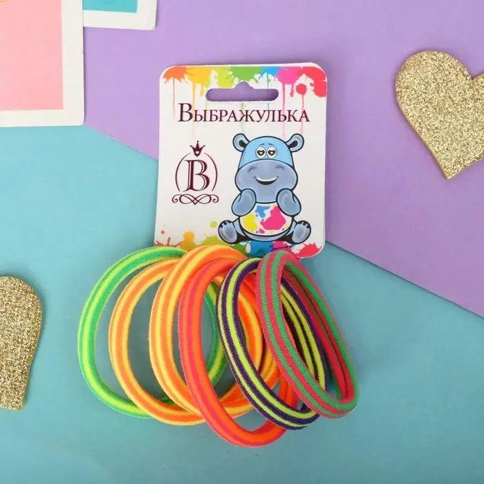 Резинка для волос "Радуга" (набор 6 шт) полосы