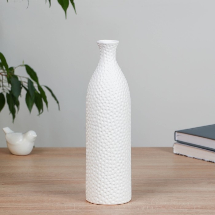 Керамическая ваза для цветов, сухоцветов &laquo;Велдон&raquo; текстура, настольная, 29 см, белый