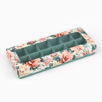 Коробка складная под 12 конфет &laquo;Цветы&raquo;, 3,8 х 10,5 х 26,5 см